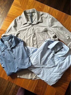 3 Lululemon men’s Commission Long-Sleeve Shirts
Oxford Blue Gray XL